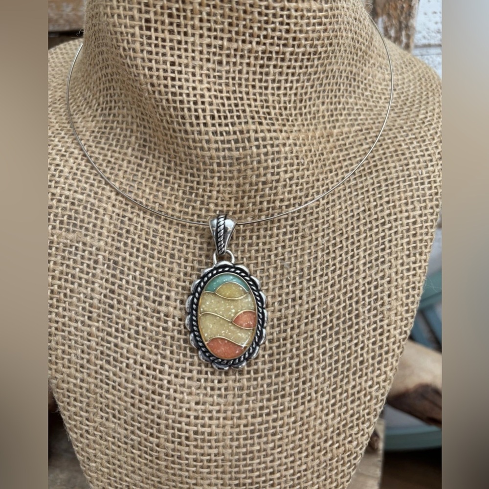Carolyn Pollack Relios 925 Sterling Silver Sunrise Sunset Mosaic Pendant NEW!
